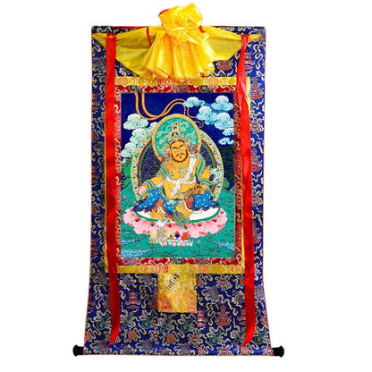 Gandhanra Handmade Thangka - Yellow Jambhala - from Kathok Monastery