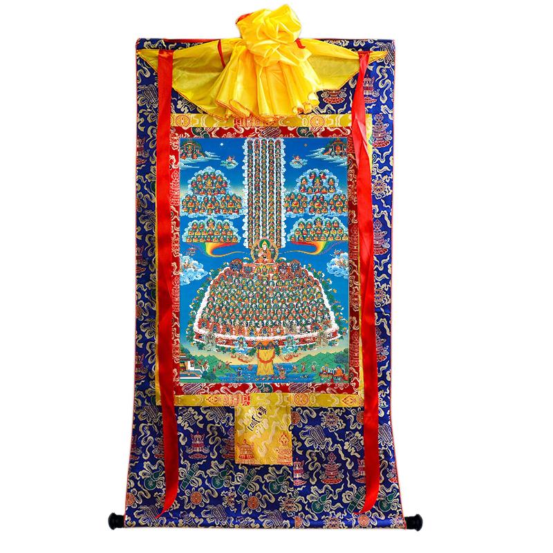 Gandhanra Tibetan Thangka Art - Tsongkhapa's Refuge Tree - from Labrang Monastery - Giclee Print with Mineral Pigments