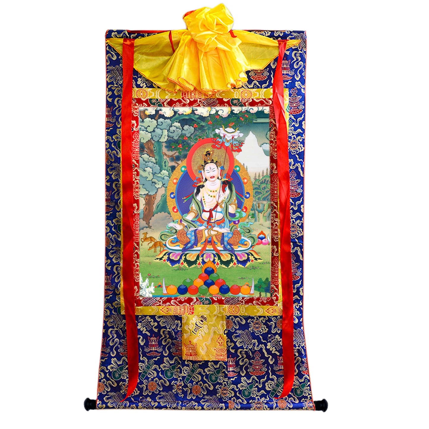 Gandhanra Tibetan Thangka Art - Usnisa Sitatapatra - Great White Parasol - from Kathok Monastery - Giclee Print with Mineral Pigments