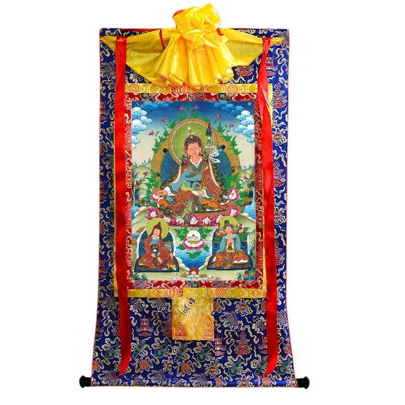Padmasambhava - Guru Rinpoche with King Trisong Detsen & Shantarakshita - Tibetan thangka painting, view 19