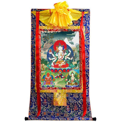 Victorious Crown Ushnisha Vijaya - Tibetan thangka painting, view 4