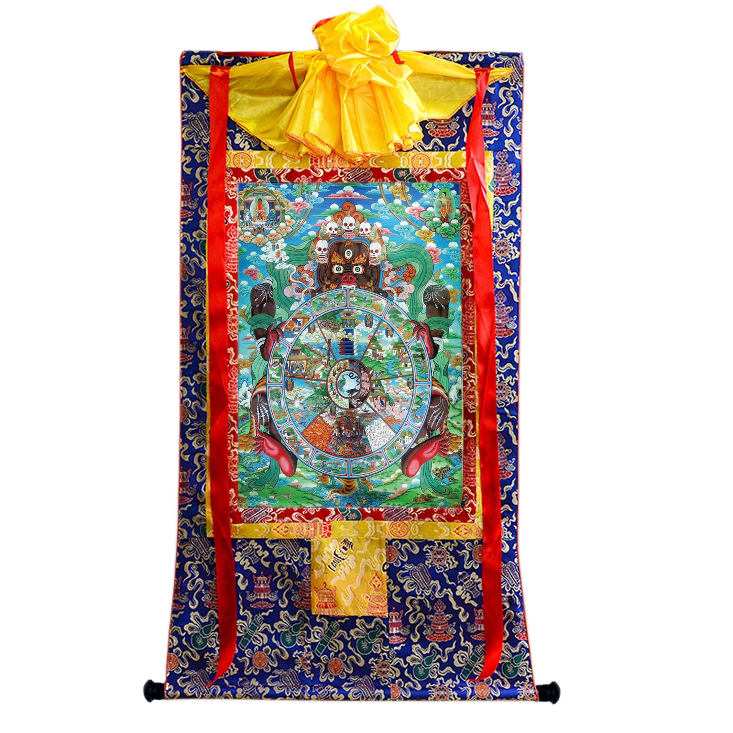 Gandhanra Tibetan Thangka Art - Samsara - Six Realm Wheel of Life - from Kathok Monastery - Giclee Print with Mineral Pigments