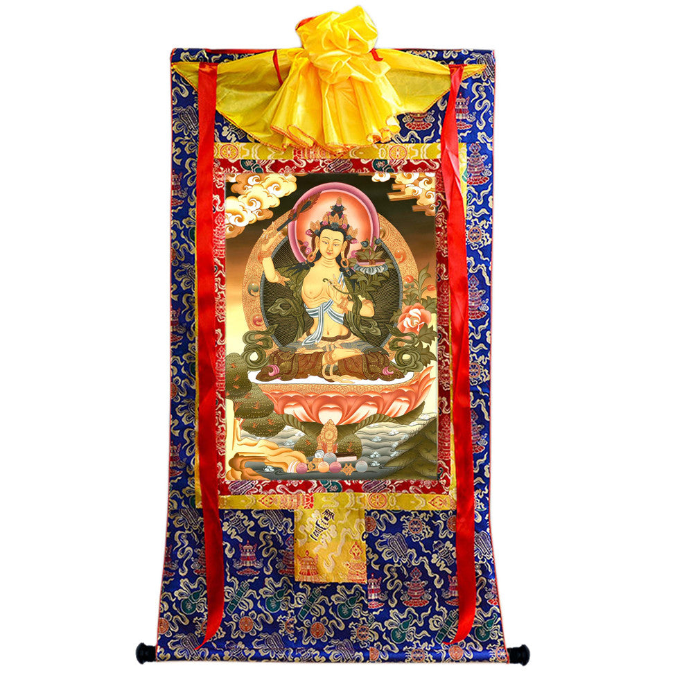 Gandhanra Tibetan Thangka Art - Manjusri - from Kathok Monastery - Giclee Print with Mineral Pigments