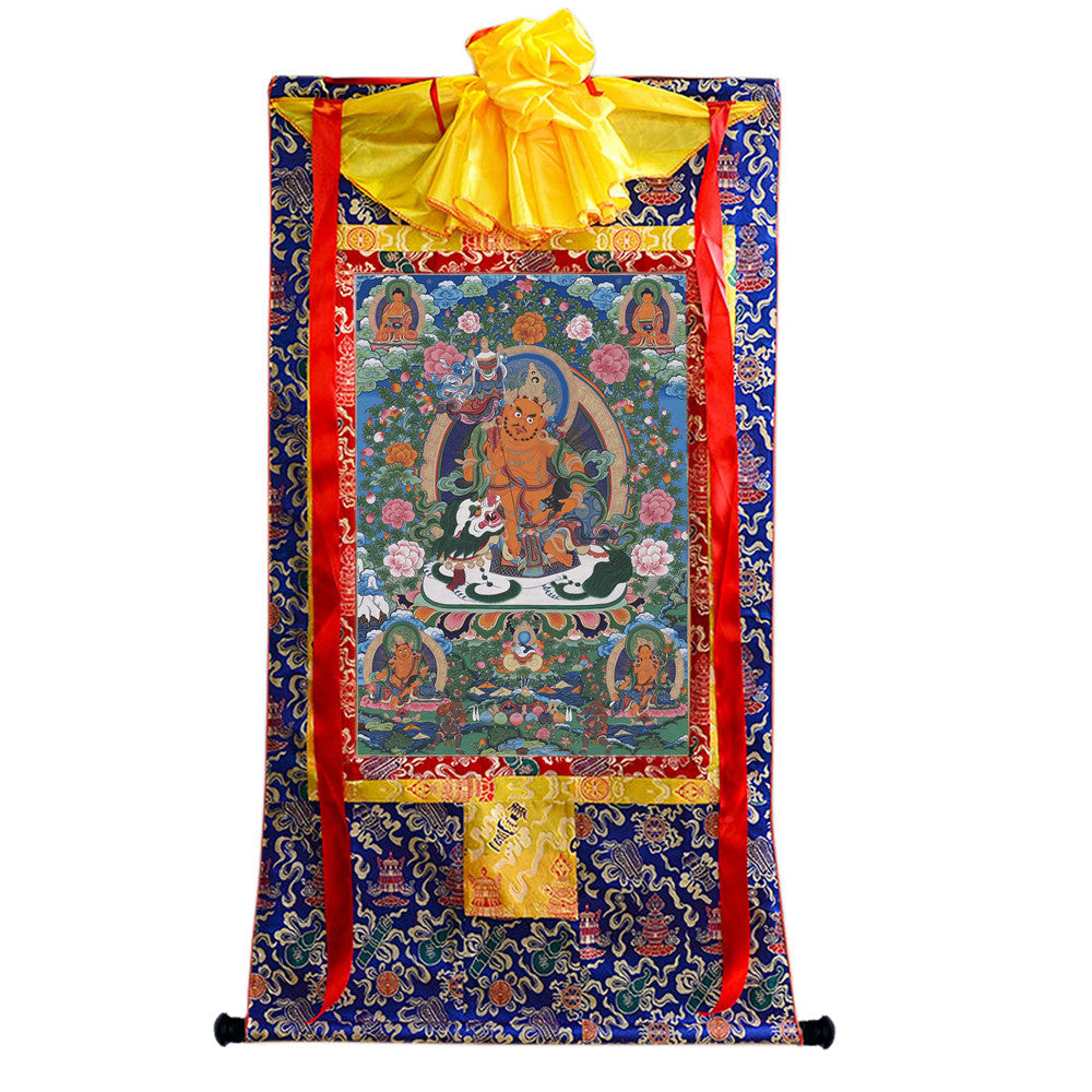 Gandhanra Tibetan Thangka Art - vaishravana - vaisravana - from Kathok Monastery - Giclee Print with Mineral Pigments