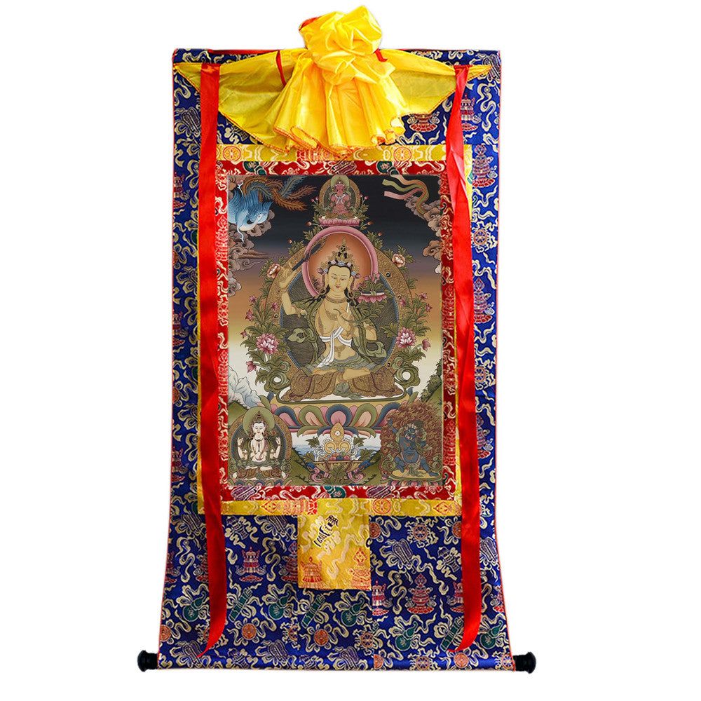 Gandhanra Tibetan Thangka Art - Manjusri - from Kathok Monastery - Giclee Print with Mineral Pigments