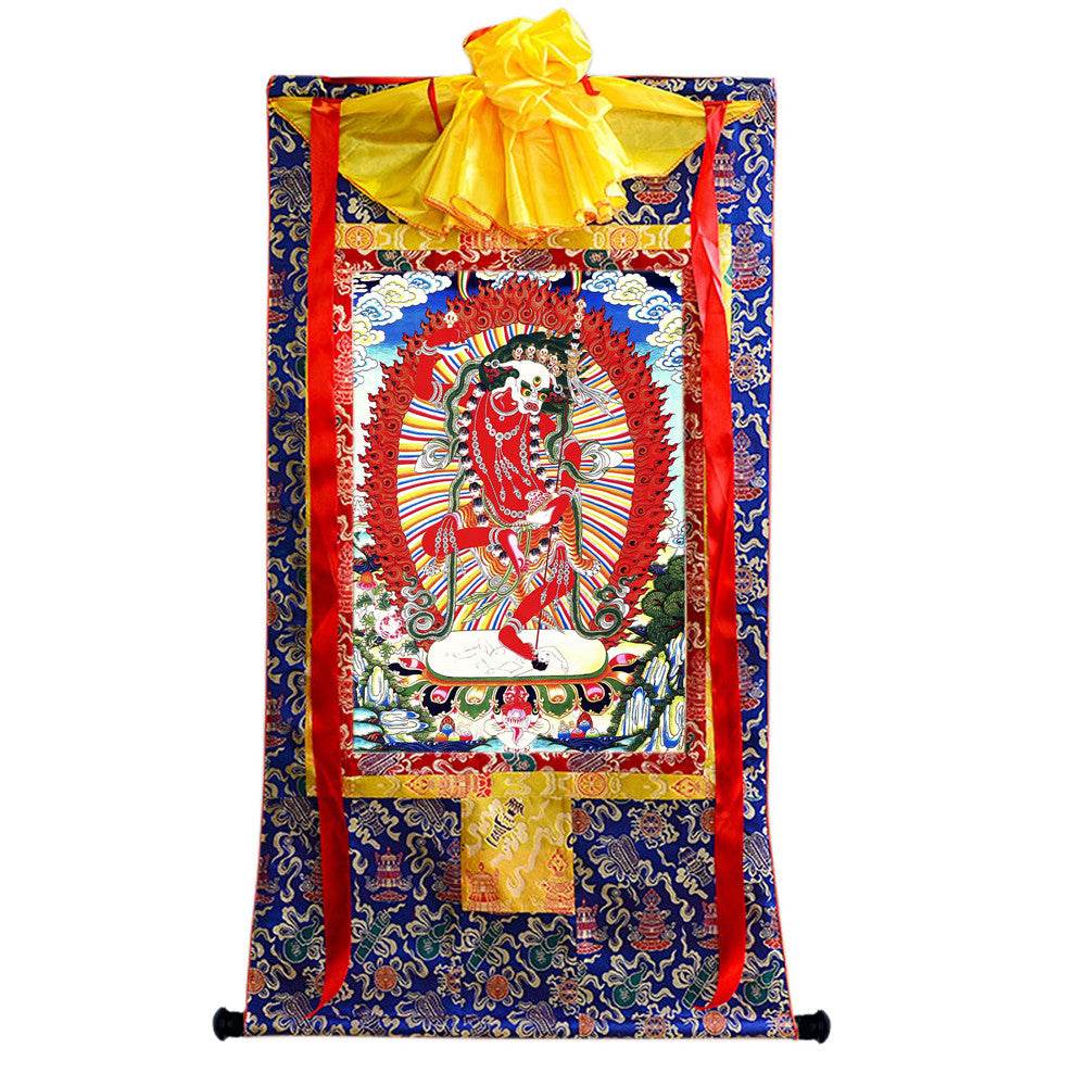 Lion-faced Dakini - Simhamukha - -Simhavaktra -Longsal Sengmar - Image - Tibetan thangka painting, view 9