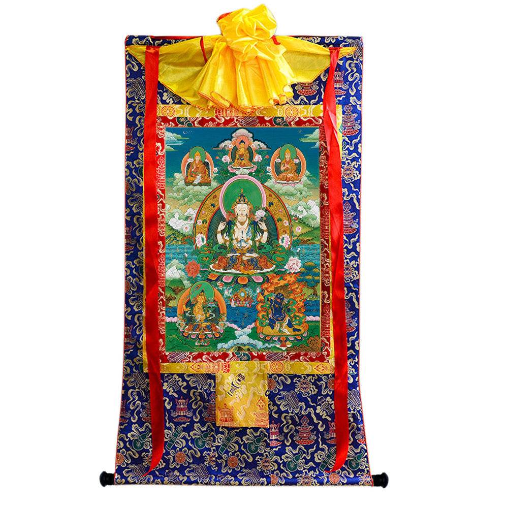 Chenrezig - Tibetan thangka painting, view 4