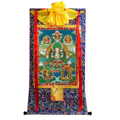 Chenrezig Image - Tibetan thangka painting, view 9