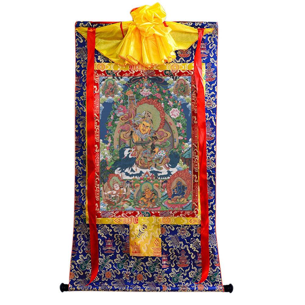 Vaishravana / Vaisravana - Tibetan thangka painting, view 4