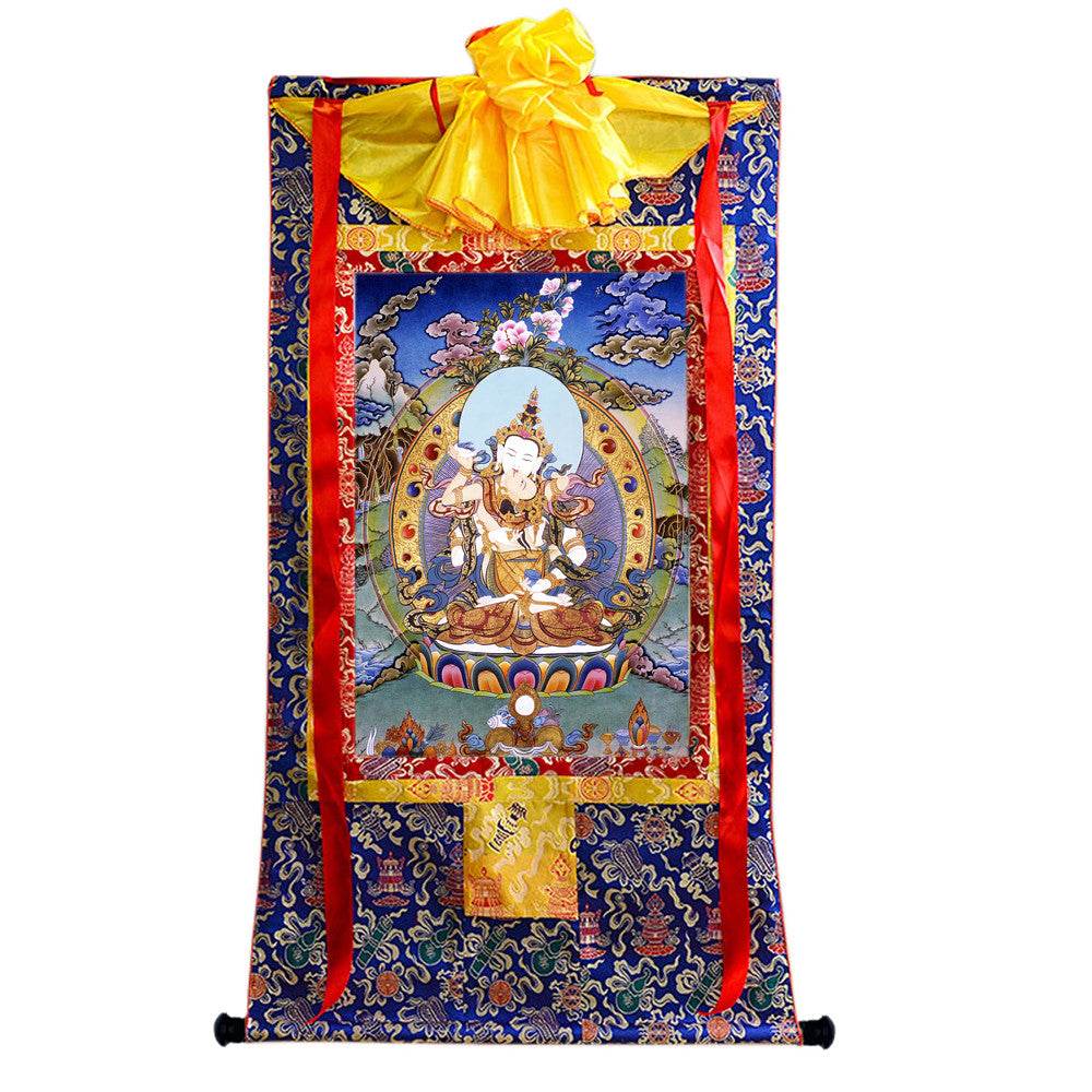 Vajrasattva in Yab Yum - Tibetan thangka painting, view 4