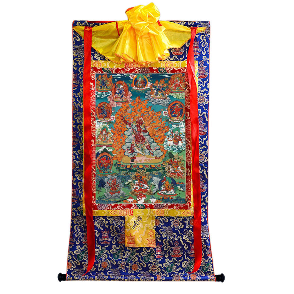 2766-唐卡-HBMT-070莲师愤怒相-老-300dpi - Tibetan thangka painting, view 4