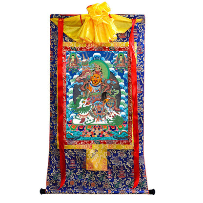 Gandhanra Tibetan Thangka Art - vaishravana - vaisravana - from Kathok Monastery - Giclee Print with Mineral Pigments