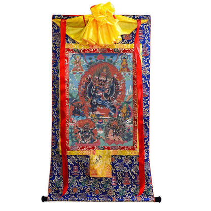 Vajrabhairava / Yamantaka - 17th Century Old Version - Tibetan thangka painting, view 4