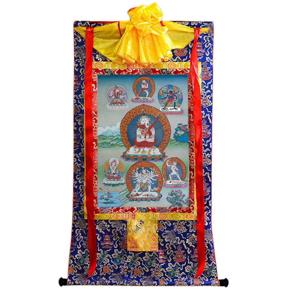 Vajrasattva in Yab Yum - Tibetan thangka painting, view 4