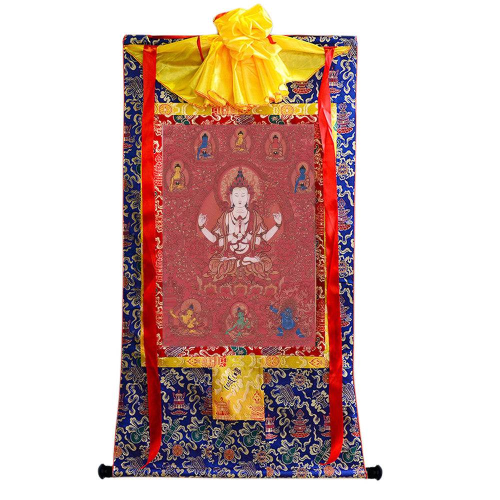 Chenrezig Image - Tibetan thangka painting, view 9
