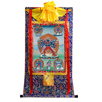 Gandhanra Tibetan Thangka Art - Vajrabhairava-Yamāntaka - from Kathok Monastery - Giclee Print with Mineral Pigments