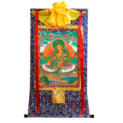 Gandhanra Tibetan Thangka Art -  Green Tara - from Kathok Monastery - Giclee Print with Mineral Pigments