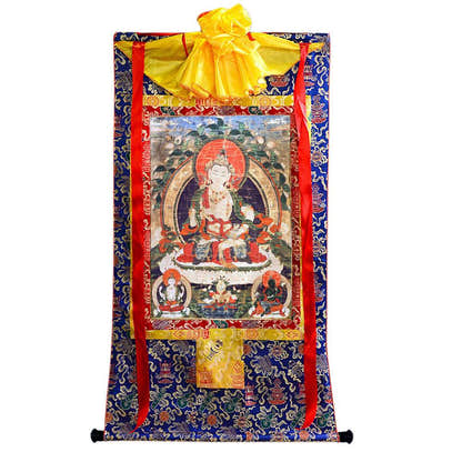 Vajrasattva - 14th Century Old Version - Tibetan thangka painting, view 4