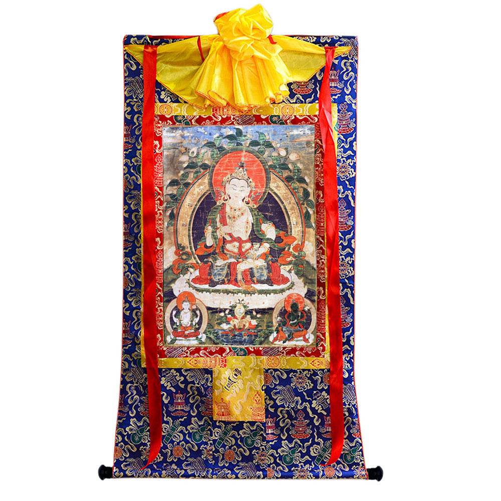 Vajrasattva - 14th Century Old Version - Tibetan thangka painting, view 4