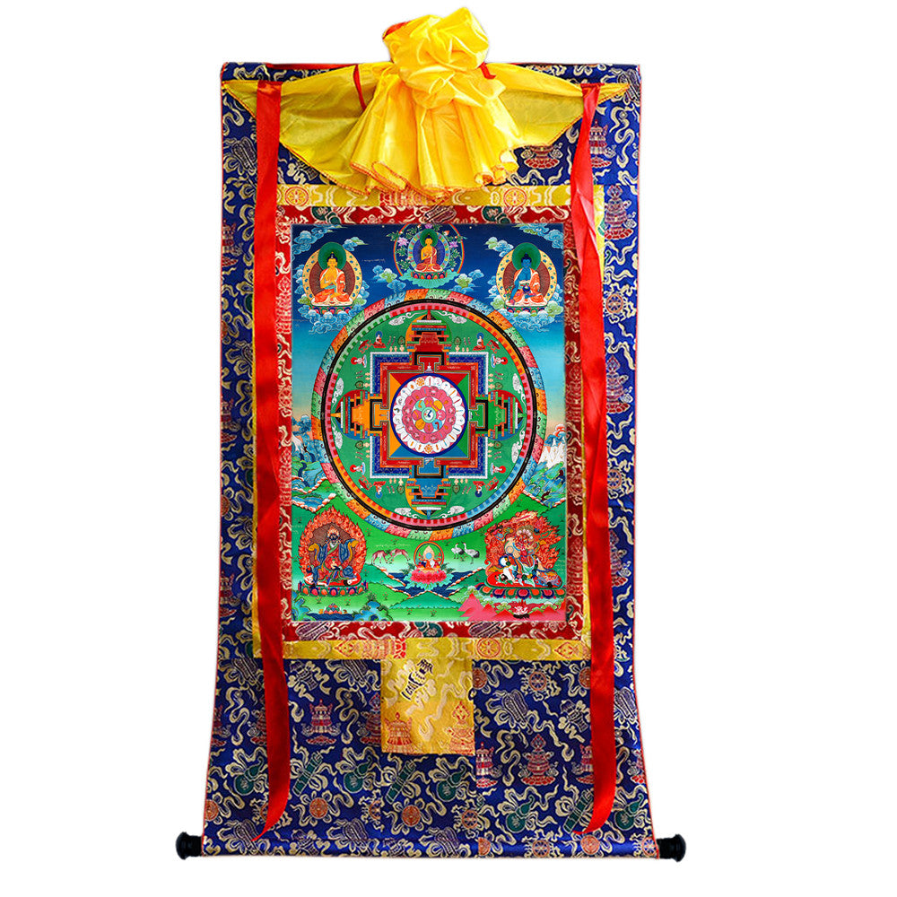 Gandhanra Giclee Printed Tibetan Thangka Art -Mandala of Medicine Buddha Thangka - Kathok Monastery Collection
