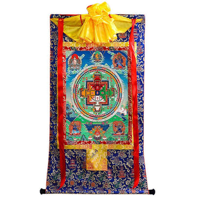 Vajrabhairava / Yamantaka Madala - 17th Century Old Version - Tibetan thangka painting, view 4