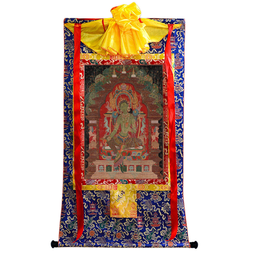 Gandhanra Tibetan Thangka Art -Green Tara - from Kathok Monastery - Giclee Print with Mineral Pigments