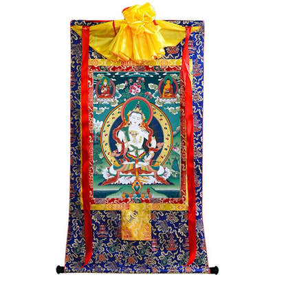 Vajrasattva - Tibetan thangka painting, view 4