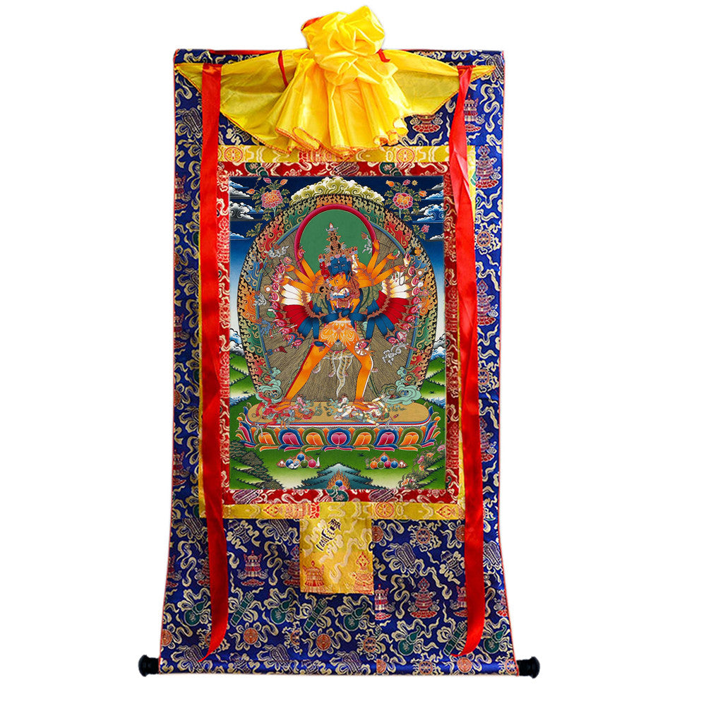 Kalacakravajra Thangka - Hand Framed Giclee Printed Tibetan Art