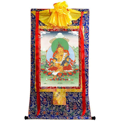 Yellow Jambhala - Tibetan thangka painting, view 4
