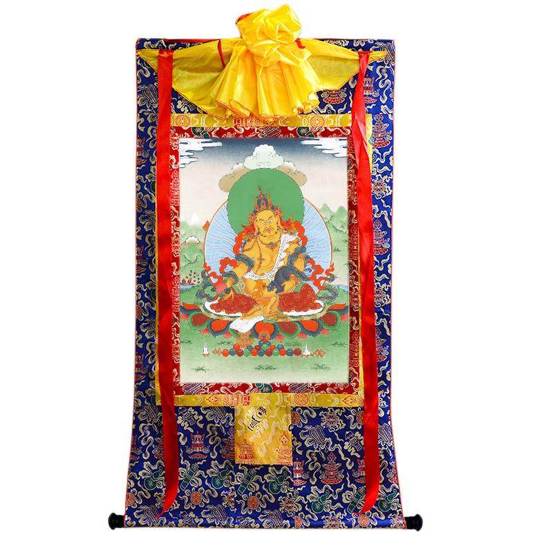 Yellow Jambhala - Tibetan thangka painting, view 4