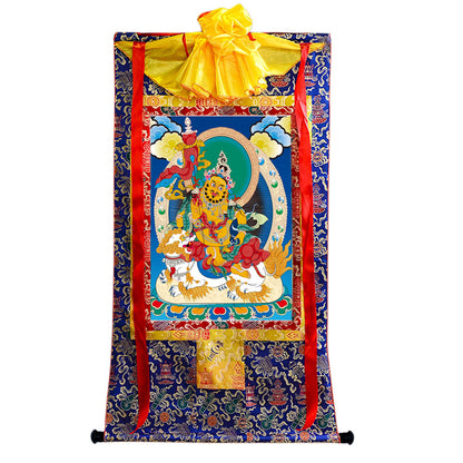 Gandhanra Tibetan Thangka Art - vaishravana - vaisravana - from Kathok Monastery - Giclee Print with Mineral Pigments