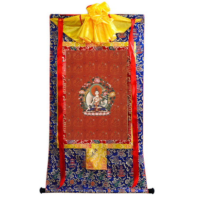 Gandhanra Hand Framed Tibetan Thangka Art,White Tara, Buddhist Tapestry,Giclee Print with Mineral Pigments,48" × 32"