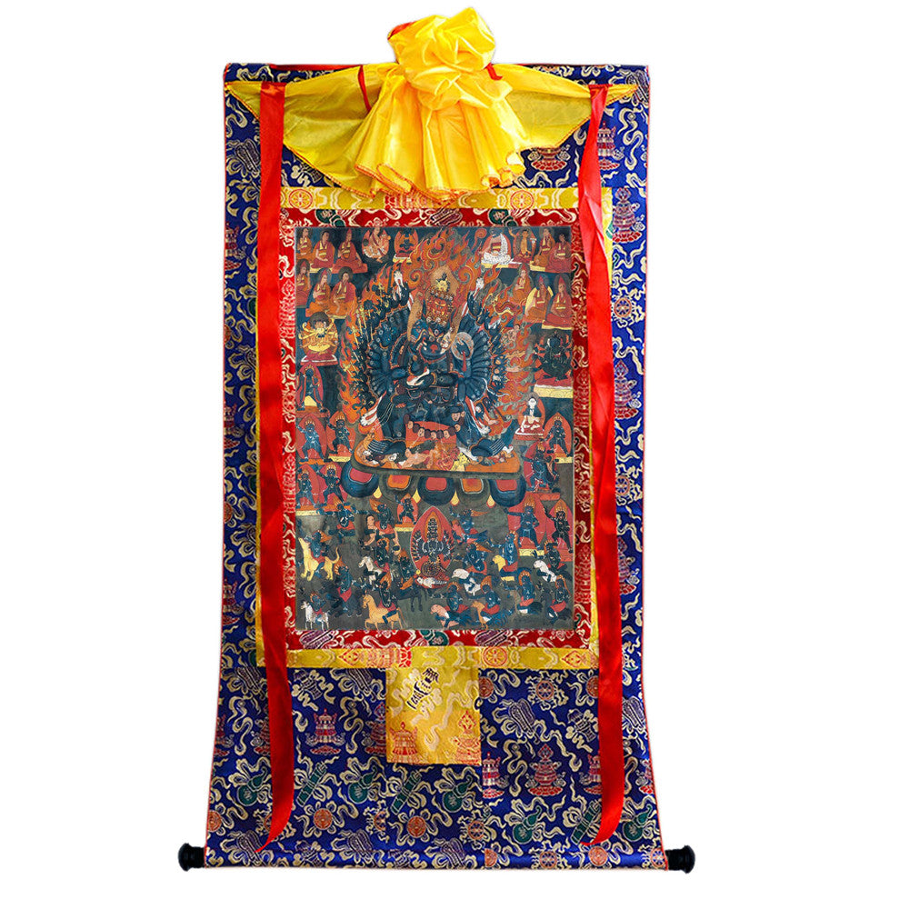 Gandhanra Tibetan Thangka Art - Vajrabhairava-Yamāntaka - from Kathok Monastery - Giclee Print with Mineral Pigments