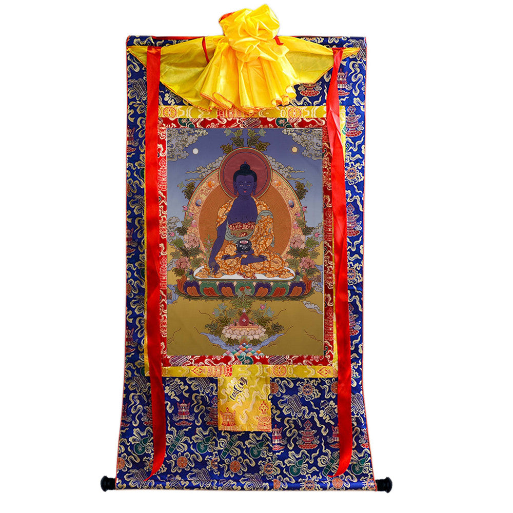 Gandhanra Tibetan Thangka Art - Bhaisajyaguru - Medicine Buddha - from Kathok Monastery - Giclee Print with Mineral Pigments