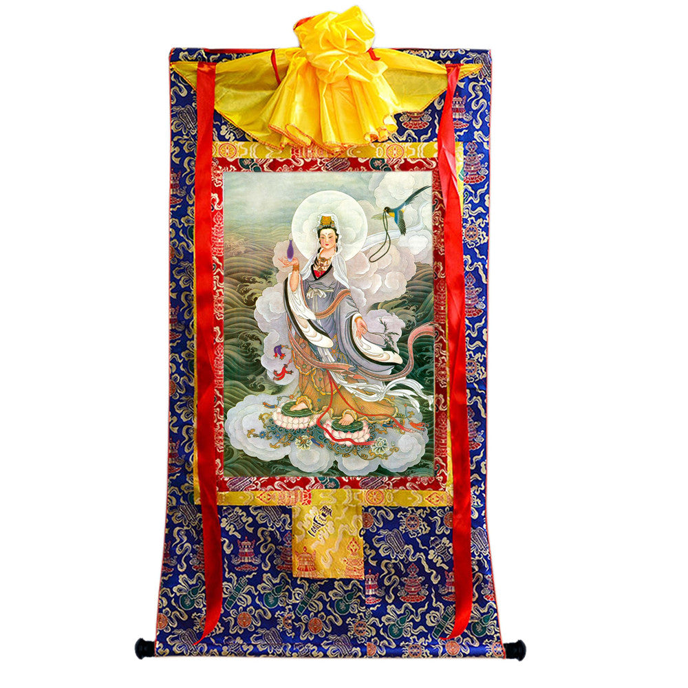 Gandhanra Tibetan Thangka Art - Avalokitesvara - from Kathok Monastery - Giclee Print with Mineral Pigments