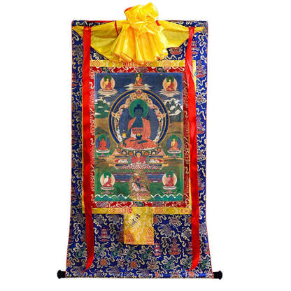 Bhaisajyaguru - Medicine Buddha - Tibetan thangka painting, view 4
