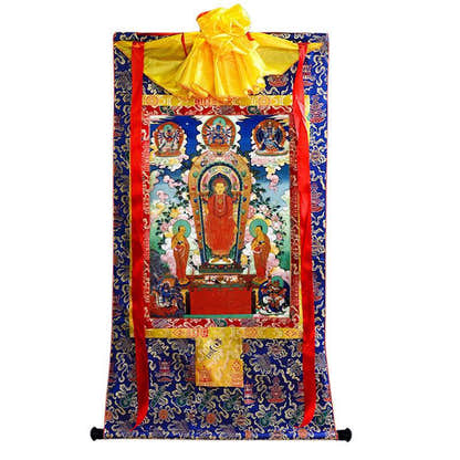 Shakyamuni Buddha: Sandalwood Buddha Image - Tibetan thangka painting, view 9