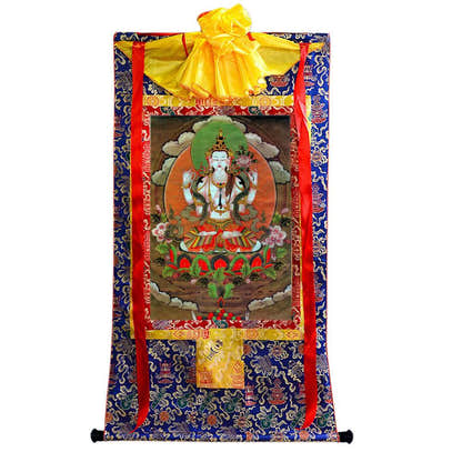 Chenrezig - Tibetan thangka painting, view 4