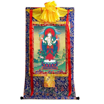 Chenrezig - Padmapani - Tibetan thangka painting, view 4