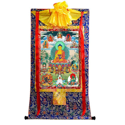 Shakyamuni - Tibetan thangka painting, view 4