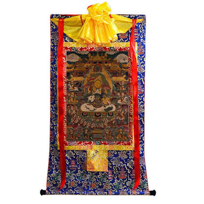 Yellow Jambhala Image - Tibetan thangka painting, view 9