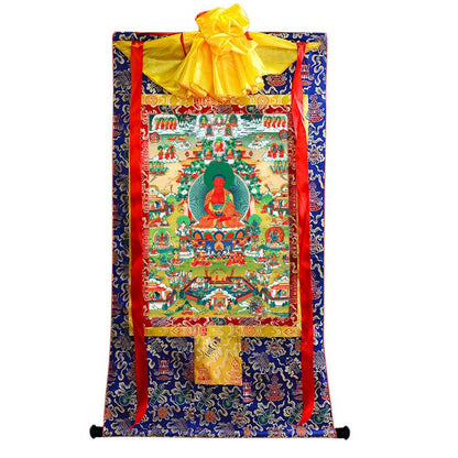 Gandhanra Tibetan Thangka Art - Amidabha in Pure Land - from Kathok Monastery - Giclee Print with Mineral Pigments