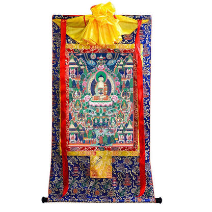 Western Pure Land of Ultimate Bliss - Tibetan thangka painting, view 4