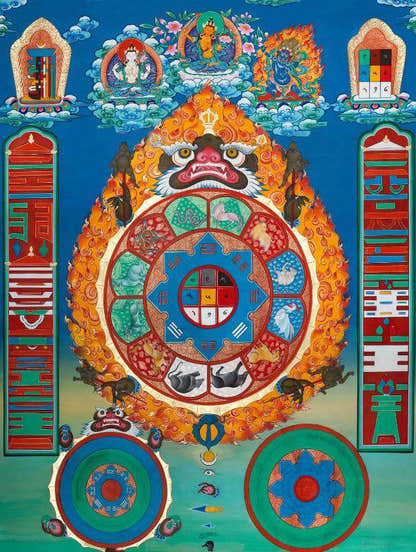 SIPAHO - Melong - Jiugong Bagua - Tibetan thangka painting, front view