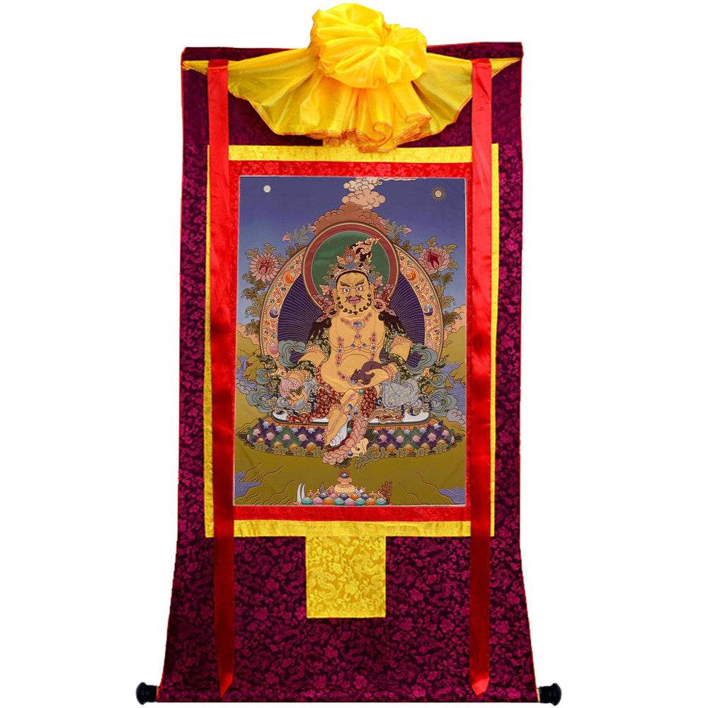 Yellow Jambhala - Tibetan thangka painting, view 5