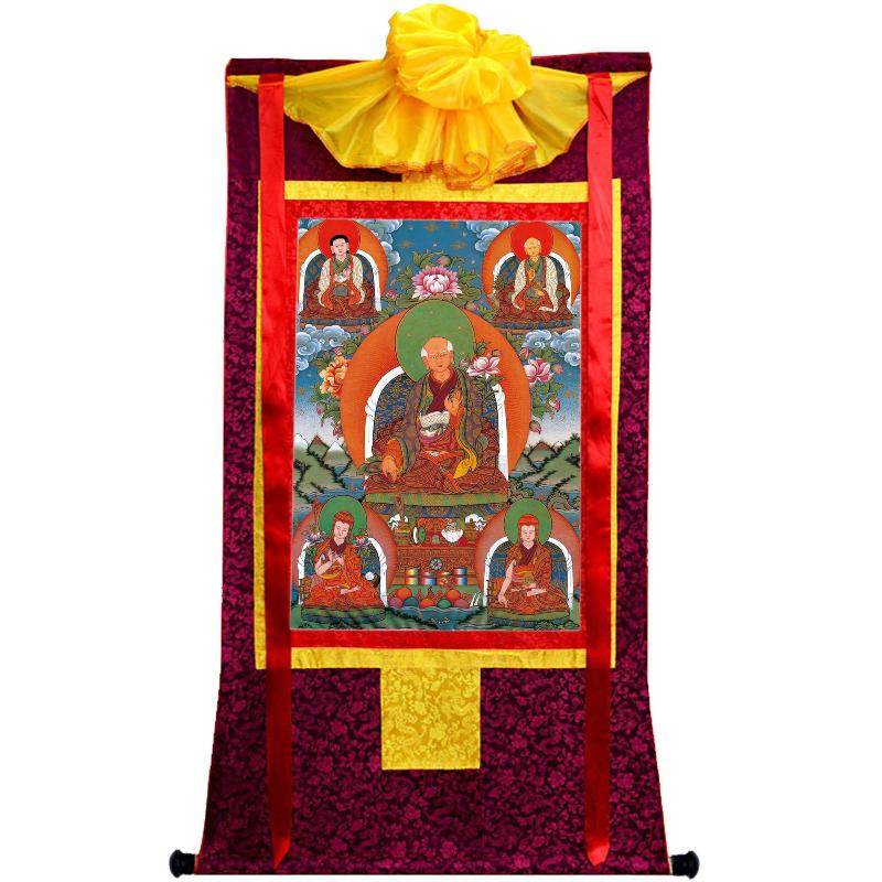 The Sa skya School's Five Forefathers - Tibetan thangka painting, view 5