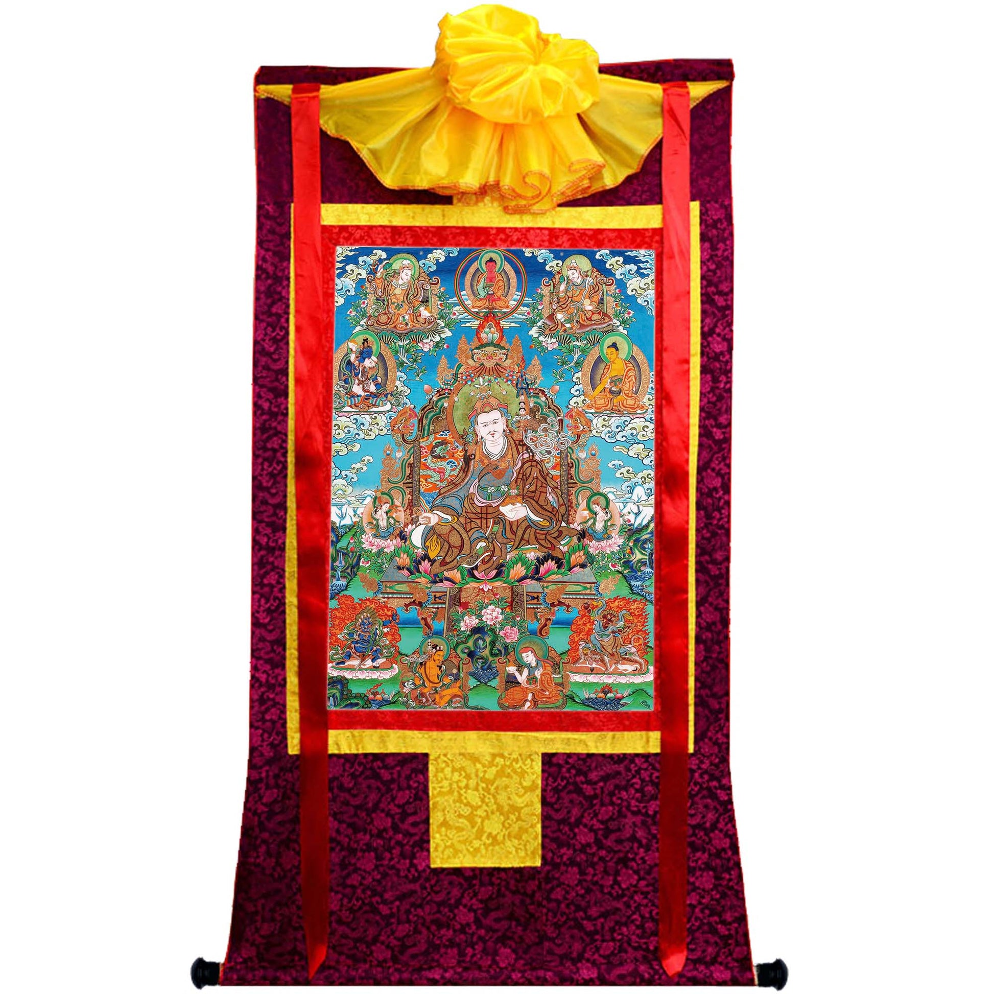 Gandhanra Tibetan Thangka Art - Eight Manifestations of Guru Rinpoche - from Kathok Monastery - Giclee Print with Mineral Pigments