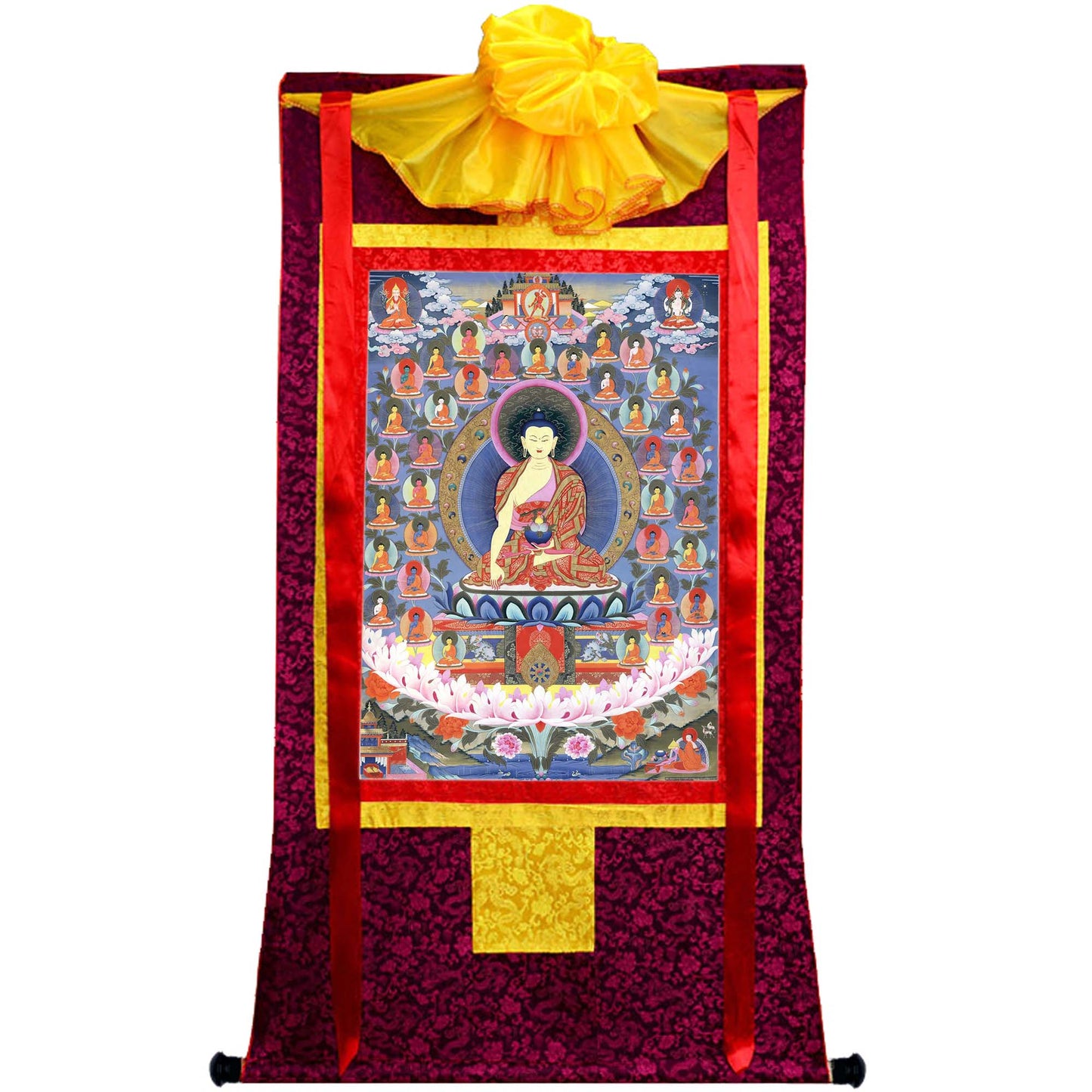 Gandhanra Tibetan Thangka Art - 35 Confession Buddhas - from Kathok Monastery - Giclee Print with Mineral Pigments