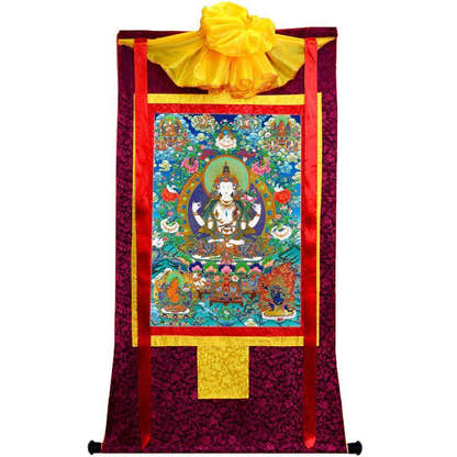 Chenrezig - Tibetan thangka painting, view 5