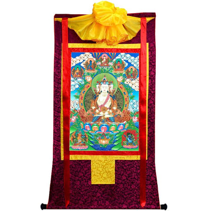 Gandhanra Tibetan Thangka Art - Vairocana - Mahavairocana - from Kathok Monastery - Giclee Print with Mineral Pigments